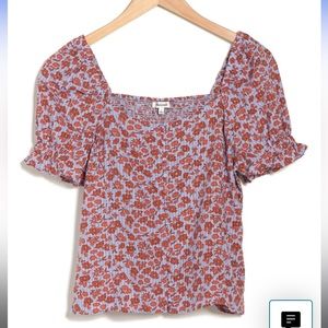 Madewell Smocked Floral Top